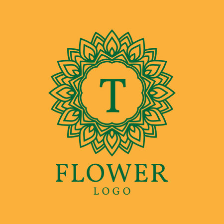 flower frame letter T initial vector logo designのイラスト素材