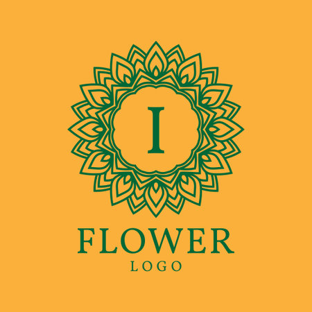 flower frame letter I initial vector logo designのイラスト素材