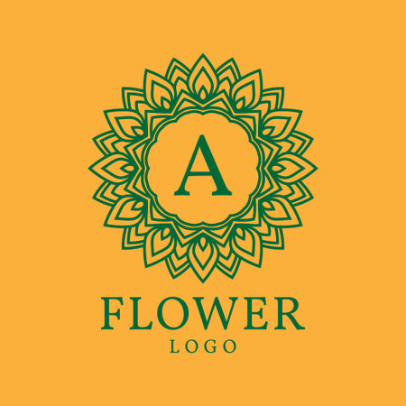 flower frame letter A initial vector logo designのイラスト素材