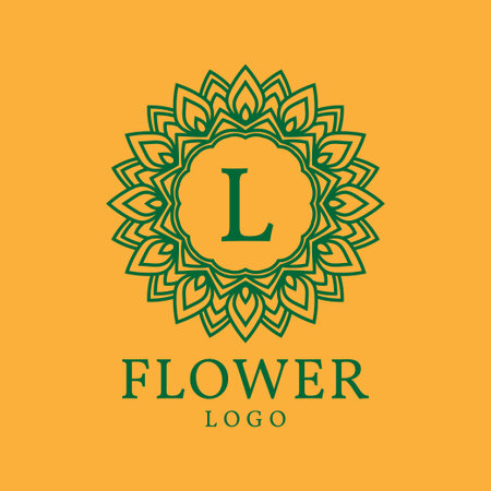 flower frame letter L initial vector logo designのイラスト素材