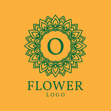 flower frame letter O initial vector logo designのイラスト素材