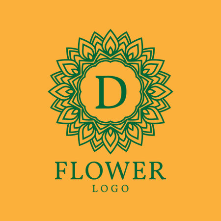 flower frame letter D initial vector logo designのイラスト素材