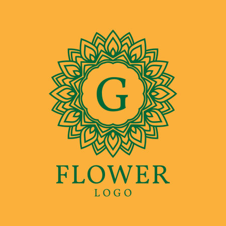 flower frame letter G initial vector logo designのイラスト素材
