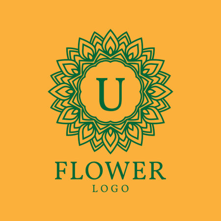 flower frame letter U initial vector logo designのイラスト素材