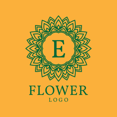 flower frame letter E initial vector logo designのイラスト素材