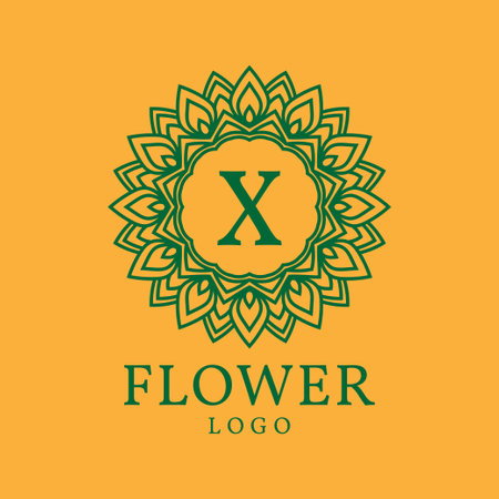 flower frame letter X initial vector logo designのイラスト素材