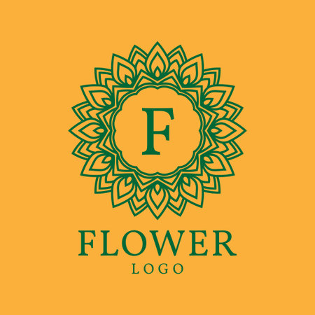 flower frame letter F initial vector logo designのイラスト素材
