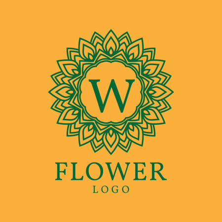 flower frame letter W initial vector logo designのイラスト素材