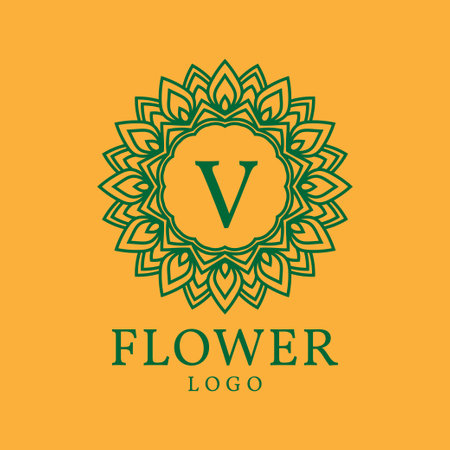 flower frame letter V initial vector logo designのイラスト素材