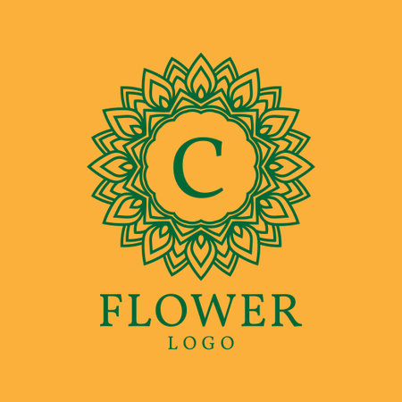 flower frame letter C initial vector logo designのイラスト素材