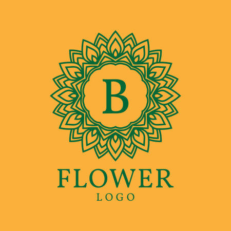 flower frame letter B initial vector logo designのイラスト素材