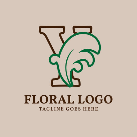 letter Y floral outlined vintage leaf color vector logo designのイラスト素材