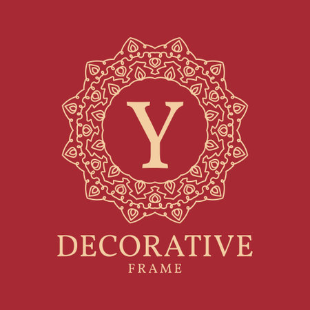 letter Y mandala circle lace frameのイラスト素材