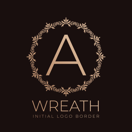 letter A wreaths border initial vintage logo designのイラスト素材