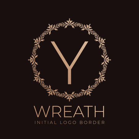 letter Y wreaths border initial vintage logo designのイラスト素材