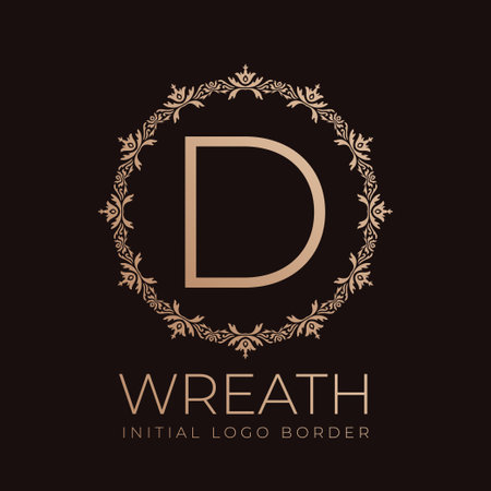 letter D wreaths border initial vintage logo designのイラスト素材