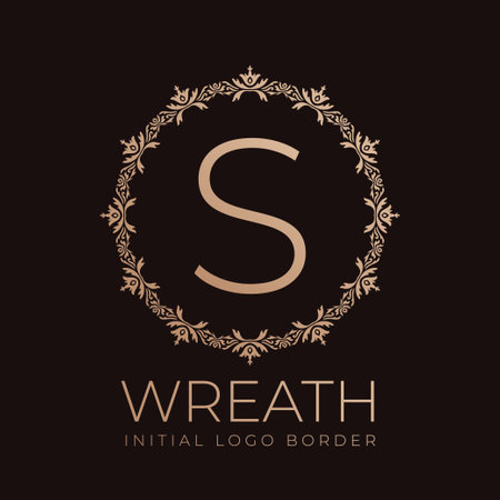 letter S wreaths border initial vintage logo designのイラスト素材