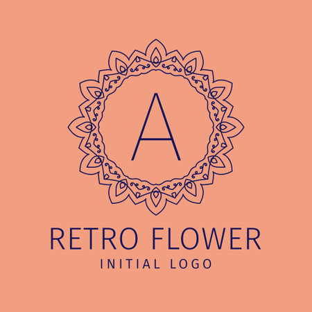 letter A retro flower initial vector logo designのイラスト素材