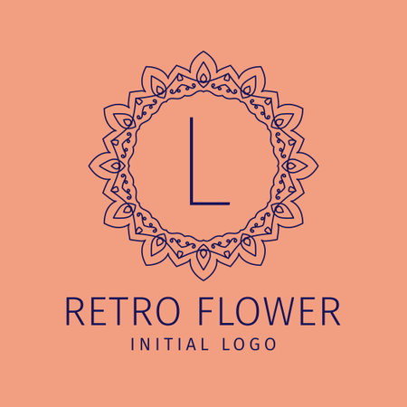 letter L retro flower initial vector logo designのイラスト素材
