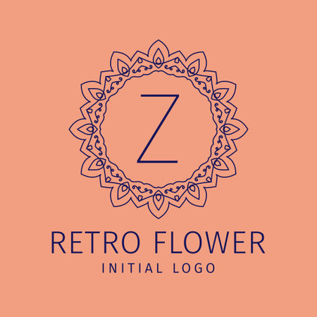 letter Z retro flower initial vector logo designのイラスト素材