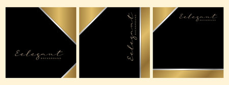 set of luxurious square golden background for invitation or social media templateのイラスト素材
