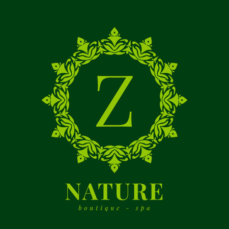 letter Z nature border wreath initial logo for boutique spa and beauty wellnessのイラスト素材