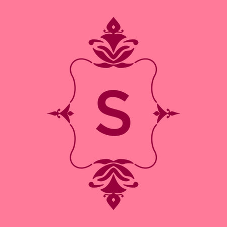 letter S classic beauty vintage initial vector logo frame designのイラスト素材