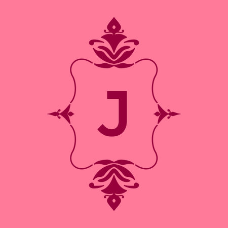 letter J classic beauty vintage initial vector logo frame designのイラスト素材