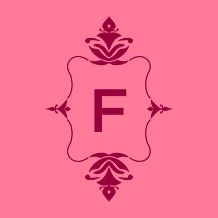 letter F classic beauty vintage initial vector logo frame designのイラスト素材