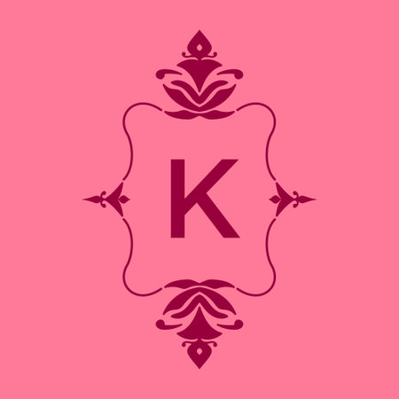 letter K classic beauty vintage initial vector logo frame designのイラスト素材