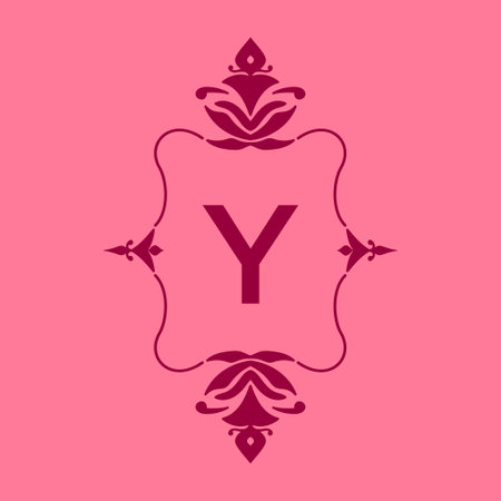 letter Y classic beauty vintage initial vector logo frame designのイラスト素材