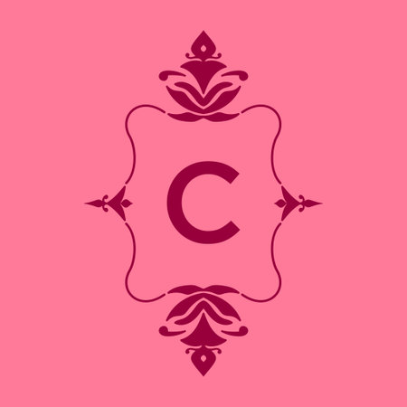 letter C classic beauty vintage initial vector logo frame designのイラスト素材