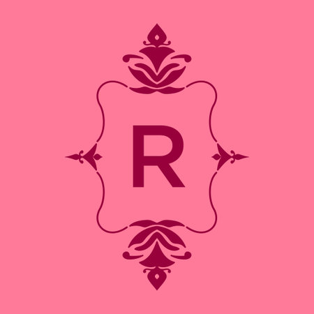 letter R classic beauty vintage initial vector logo frame designのイラスト素材