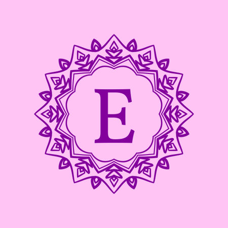 letter E mandala elegant circular border initial vector logo designのイラスト素材