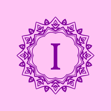 letter I mandala elegant circular border initial vector logo designのイラスト素材