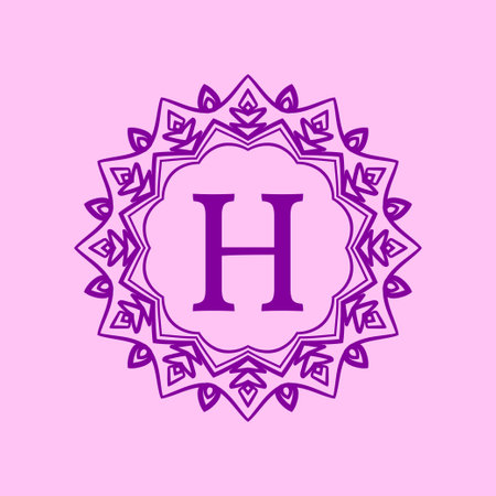 letter H mandala elegant circular border initial vector logo designのイラスト素材