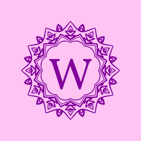 letter W mandala elegant circular border initial vector logo designのイラスト素材