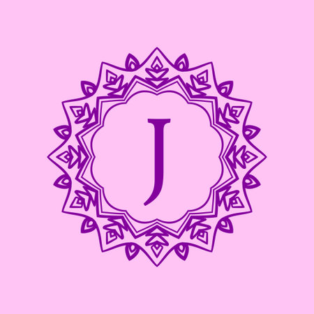 letter J mandala elegant circular border initial vector logo designのイラスト素材