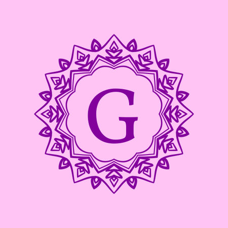 letter G mandala elegant circular border initial vector logo designのイラスト素材