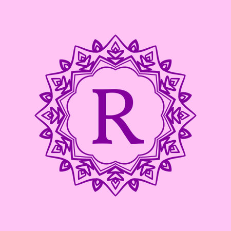 letter R mandala elegant circular border initial vector logo designのイラスト素材