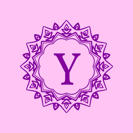 letter Y mandala elegant circular border initial vector logo designのイラスト素材