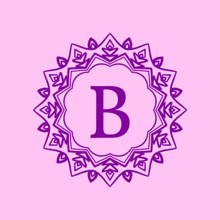 letter B mandala elegant circular border initial vector logo designのイラスト素材