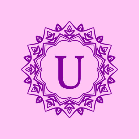 letter U mandala elegant circular border initial vector logo designのイラスト素材