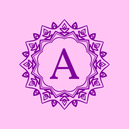 letter A mandala elegant circular border initial vector logo designのイラスト素材