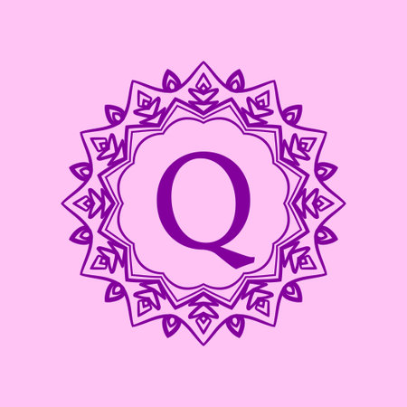 letter Q mandala elegant circular border initial vector logo designのイラスト素材