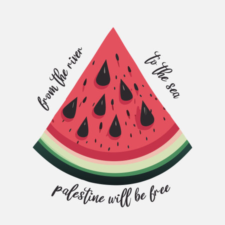 watermelon from the river to the sea palestine will be freeのイラスト素材