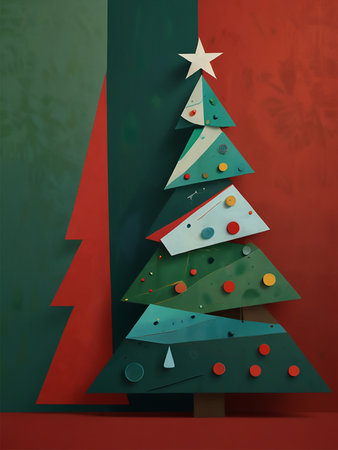 Christmas tree on a red background. Vector illustration. Eps 10.の素材