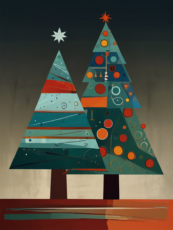 Christmas tree in retro style, vector illustration eps 10. Eps 10の素材