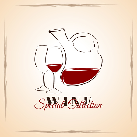 Wine - special collection, cover for wine list, template illustrationのイラスト素材