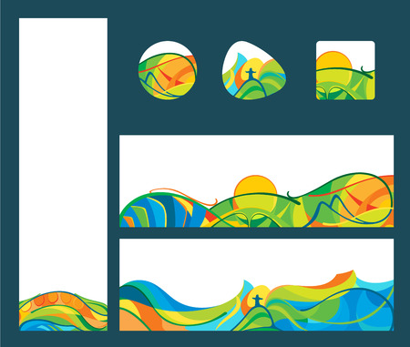 Summer travel - banners and buttons setのイラスト素材